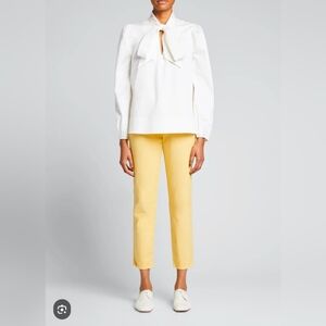 MOTHER The Breaker Cropped Light Yellow Cotton Lyocell Summer Jeans size…